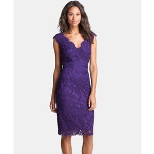 Tadashi Shoji Embroidered Lace Sheath Dress Purple NWT